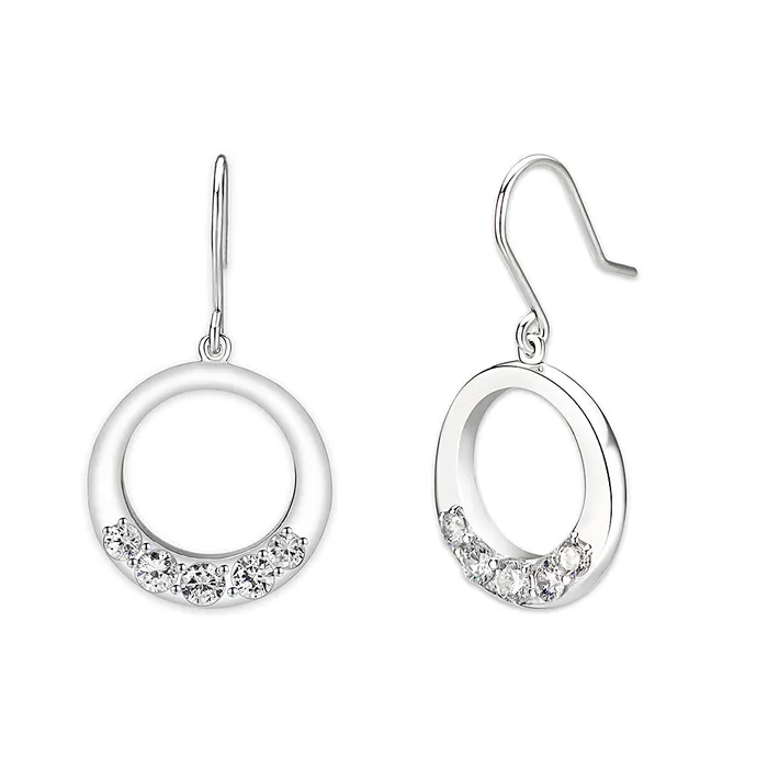 Earrings LO5S126 Sterling Silver Earrings With CZ Clear In High Polished No Plated Alamode