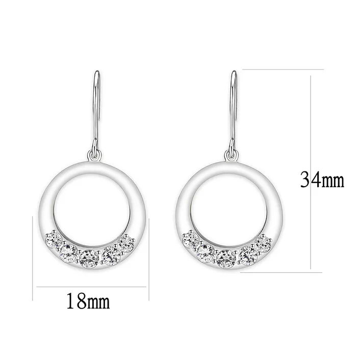 Earrings LO5S126 Sterling Silver Earrings With CZ Clear In High Polished No Plated Alamode