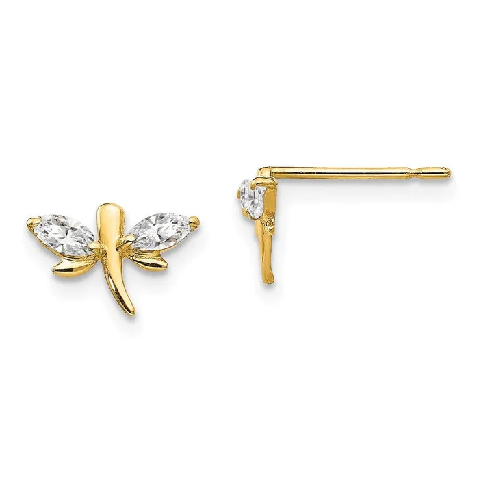 Earrings Madi K Kids 14k CZ Dragonfly Post Earrings Jewelry