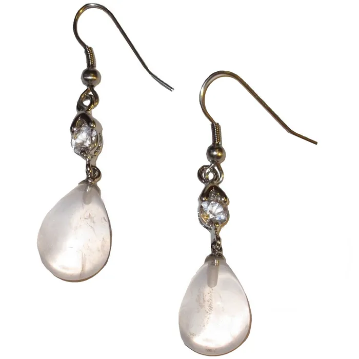 Earrings Satin Crystals Rose Quartz Earrings Drop of Love Luminous Pink Soul Stones