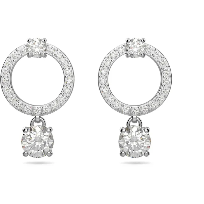 Earrings Swarovski Swarovski Womens Hoop Earrings Constella Round Crystal Rhodium Plated 5563278