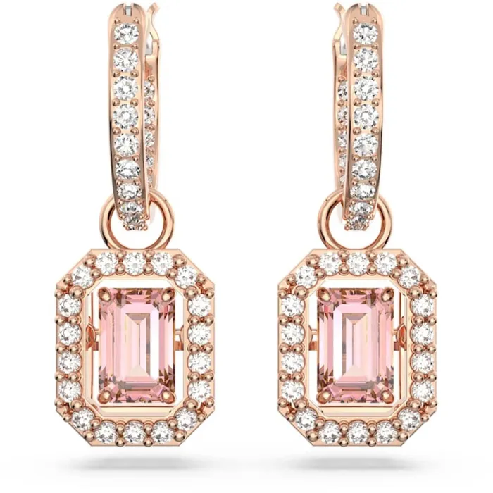 Earrings Swarovski Womens Earrings Millenia Octagon Cut Pink Stone Rose Gold 5649474 Swarovski