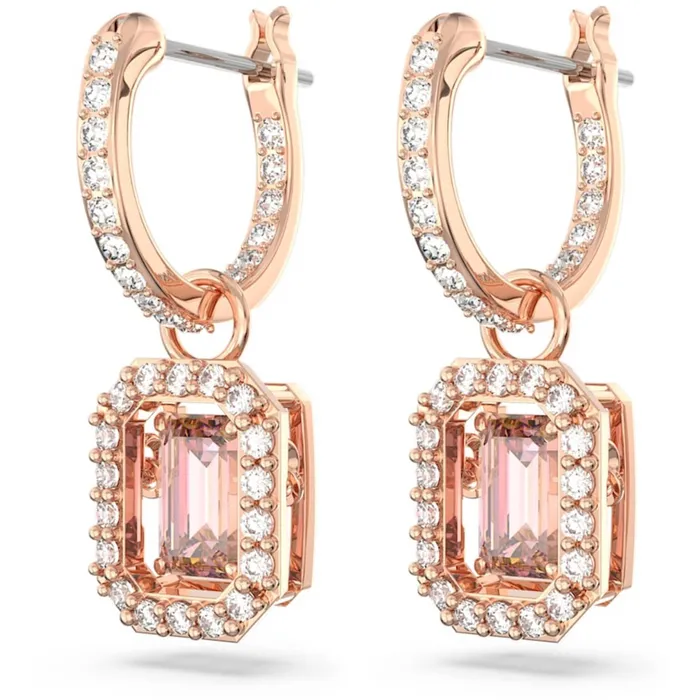 Earrings Swarovski Womens Earrings Millenia Octagon Cut Pink Stone Rose Gold 5649474 Swarovski