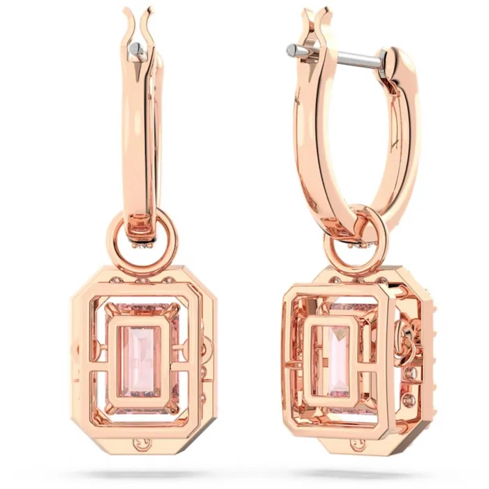 Earrings Swarovski Womens Earrings Millenia Octagon Cut Pink Stone Rose Gold 5649474 Swarovski