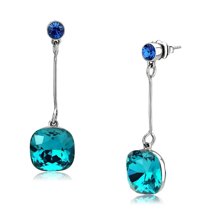Earrings TK3646 High polished no plating Stainless Steel Earrings with Top Grade Crystal in Blue Zircon Alamode Earrings TK3646 High polished no plating Stainless Steel Earrings with Top Grade Crystal in Blue Zircon Alamode