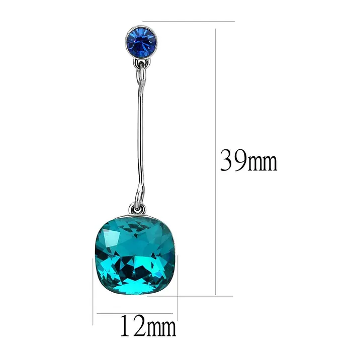 Earrings TK3646 High polished no plating Stainless Steel Earrings with Top Grade Crystal in Blue Zircon Alamode