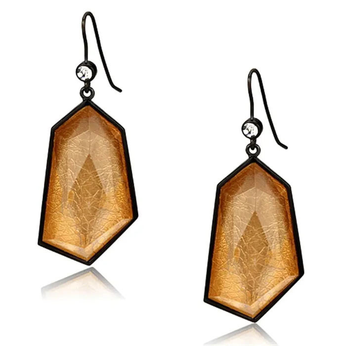 Earrings VL070 IP BlackIon Plating Brass Earrings with Synthetic Synthetic Stone in Orange Alamode Earrings VL070 IP BlackIon Plating Brass Earrings with Synthetic Synthetic Stone in Orange Alamode