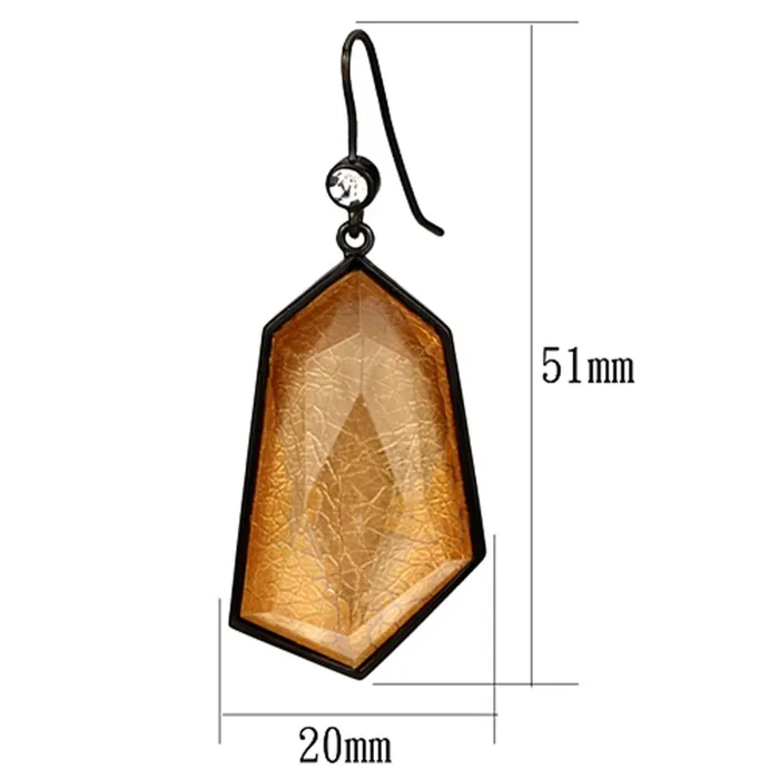 Earrings VL070 IP BlackIon Plating Brass Earrings with Synthetic Synthetic Stone in Orange Alamode