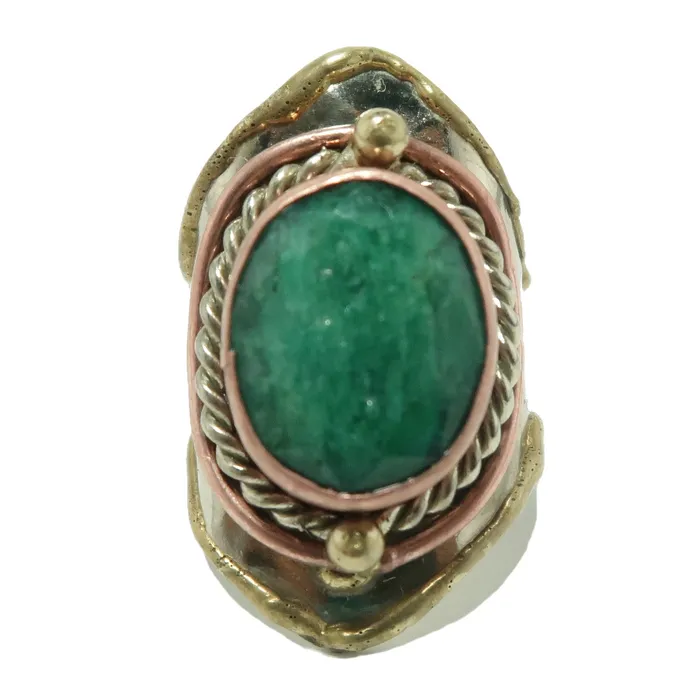 Emerald Ring Gold and Green is my Scene Abundance Gemstone Satin Crystals Rings