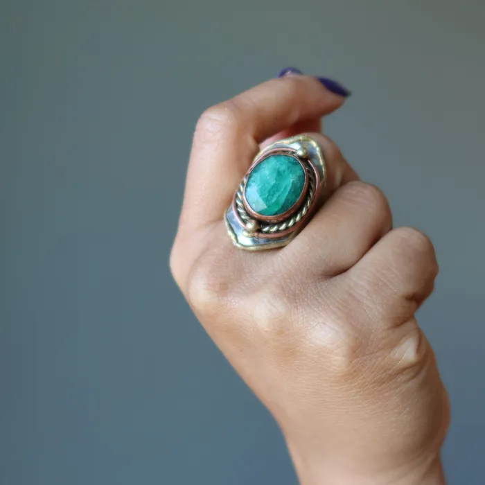 Emerald Ring Gold and Green is my Scene Abundance Gemstone Satin Crystals Rings