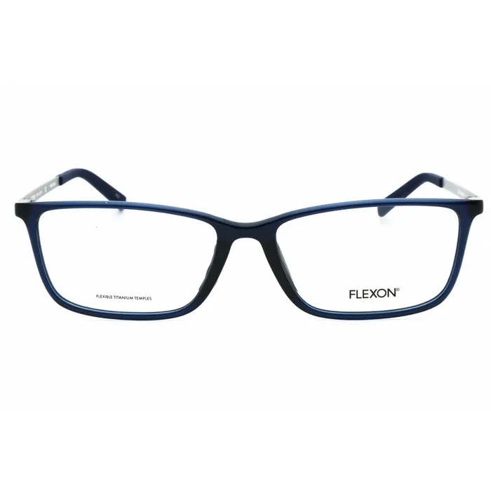 Flexon Rings Flexon Mens Eyeglasses Shiny Navy Rectangular Full Rim Frame FLEXON EP8014 410