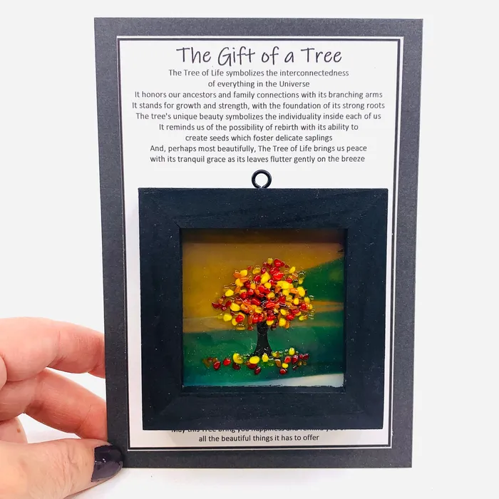 Fused Glass Tree of Life Shadow Box 217 Glimmer Glass Gifts Necklaces