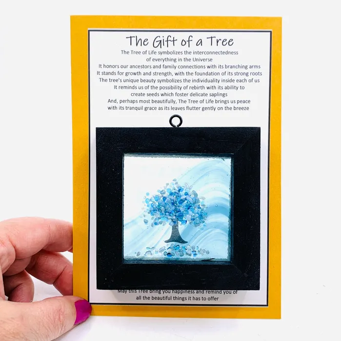 Fused Glass Tree of Life Shadow Box 7 Glimmer Glass Gifts Necklaces