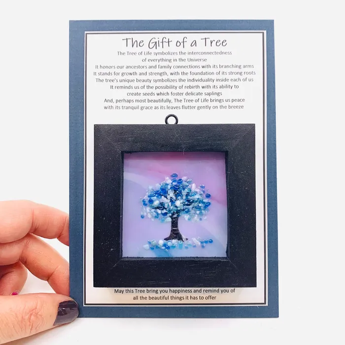 Glimmer Glass Gifts Fused Glass Tree of Life Shadow Box 72 Necklaces