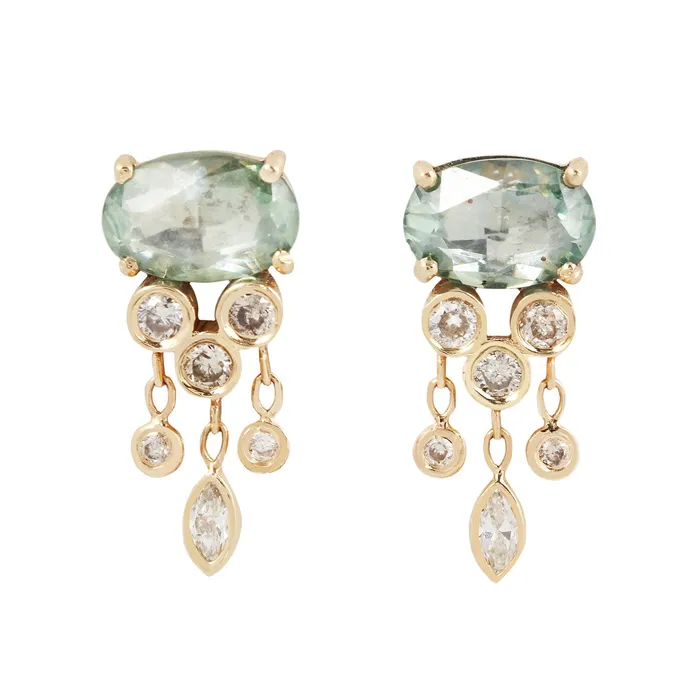 Green Sapphire Diamond Jellyfish Earrings Celine DAoust Earrings