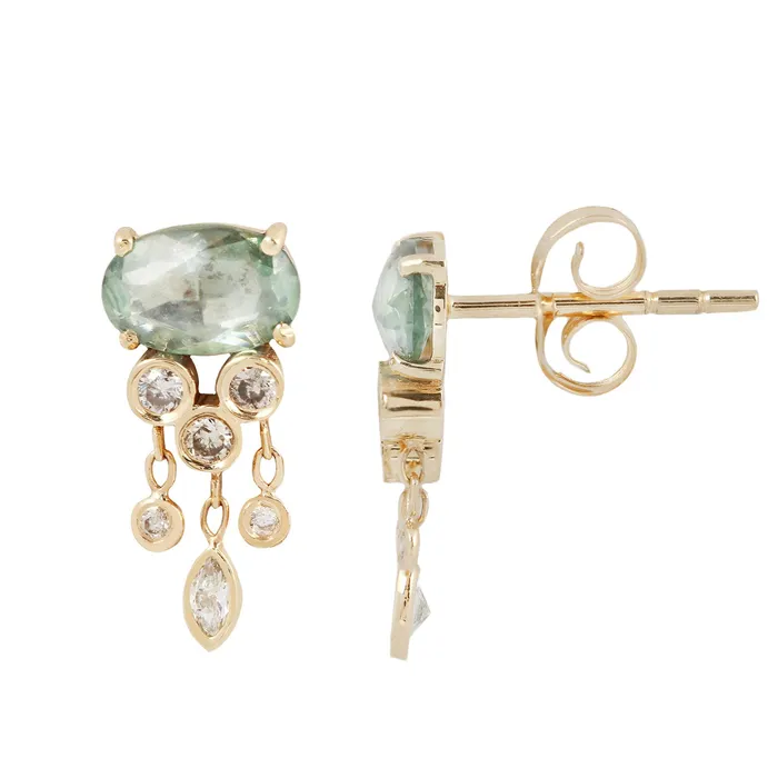Green Sapphire Diamond Jellyfish Earrings Celine DAoust Earrings