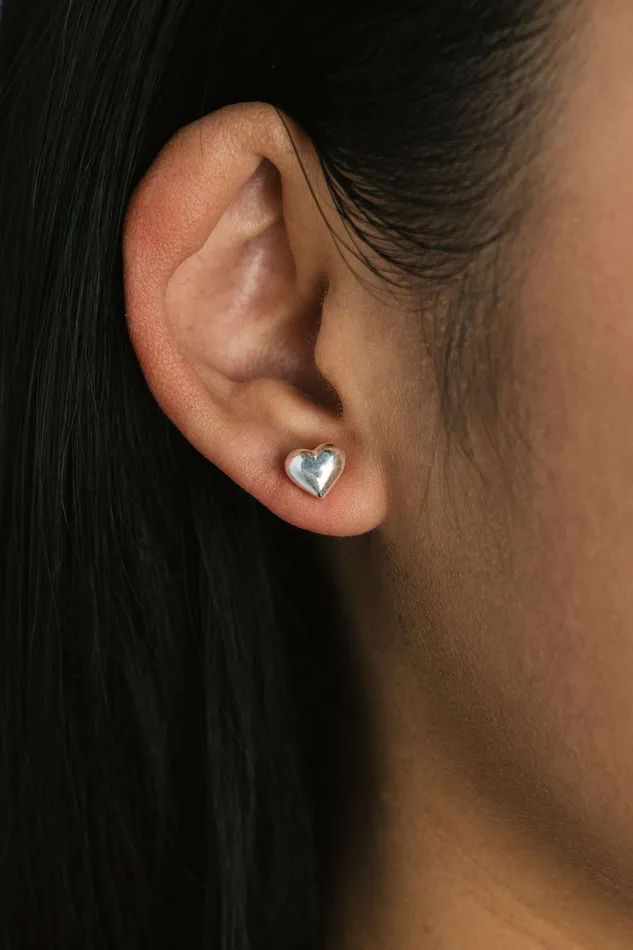 Heart Stud Earrings Silver KTY Earrings