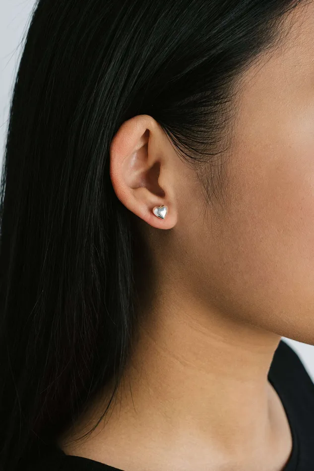 Heart Stud Earrings Silver KTY Earrings