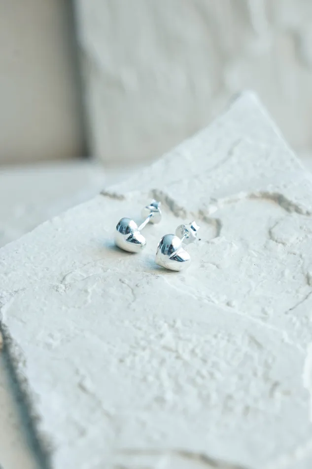 Heart Stud Earrings Silver KTY Earrings