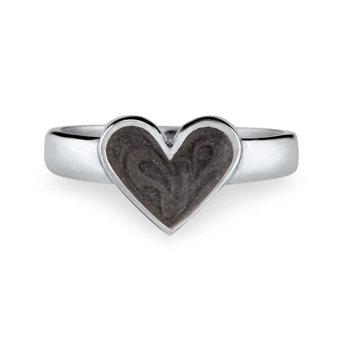 Imprint Heart Cremation Ring in 14K White Gold closebymejewelry Rings
