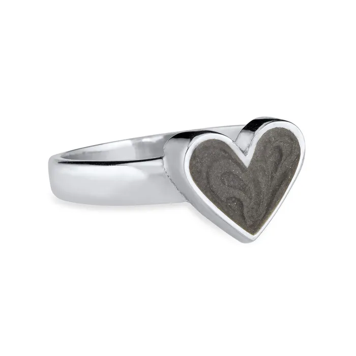 Imprint Heart Cremation Ring in 14K White Gold closebymejewelry Rings