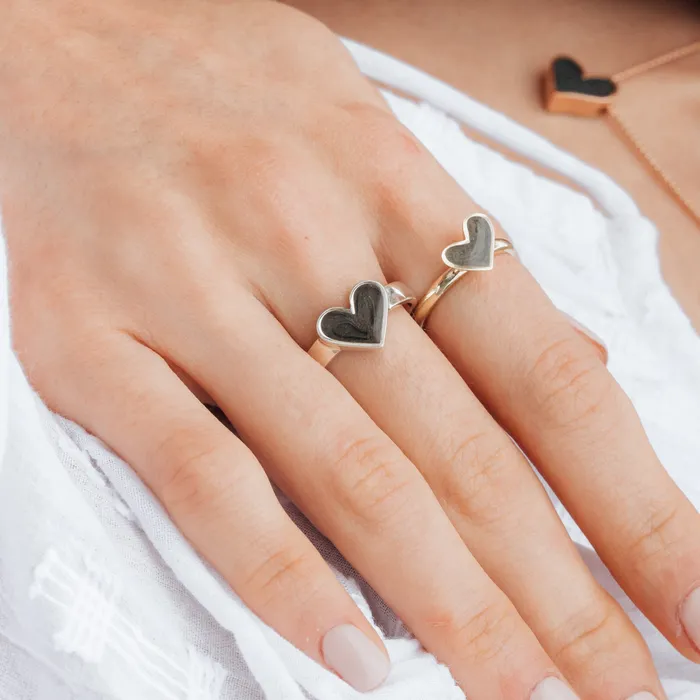 Imprint Heart Cremation Ring in 14K White Gold closebymejewelry Rings