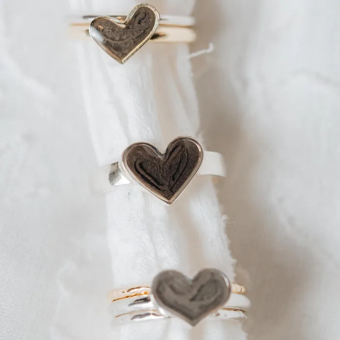 Imprint Heart Cremation Ring in 14K White Gold closebymejewelry Rings