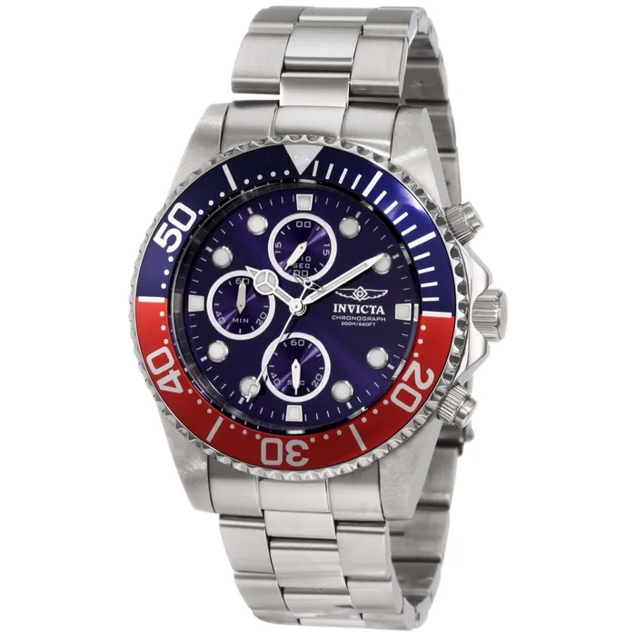 Invicta Invicta Mens Chronograph Stainless Steel Watch Pro Diver Blue Dial Quartz 1771 Bracelets