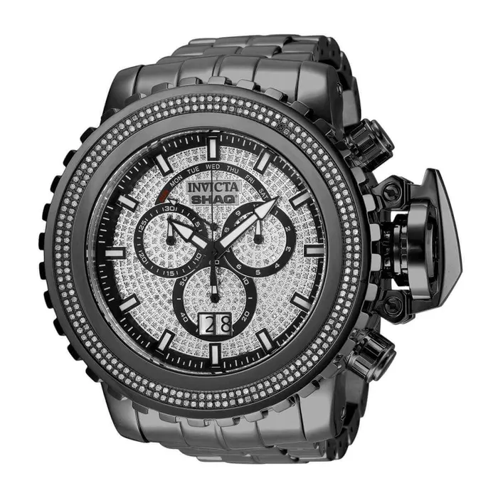 Invicta Mens Watch Shaq Quartz Chronograph Silver and Black Dial Bracelet 33733 Invicta Bracelets
