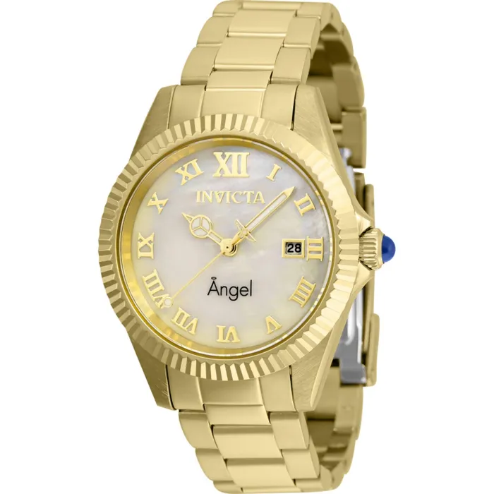Invicta Womens Watch Angel Date White MOP Dial Yellow Gold Steel Bracelet 36058 Invicta Bracelets Invicta Womens Watch Angel Date White MOP Dial Yellow Gold Steel Bracelet 36058 Invicta Bracelets