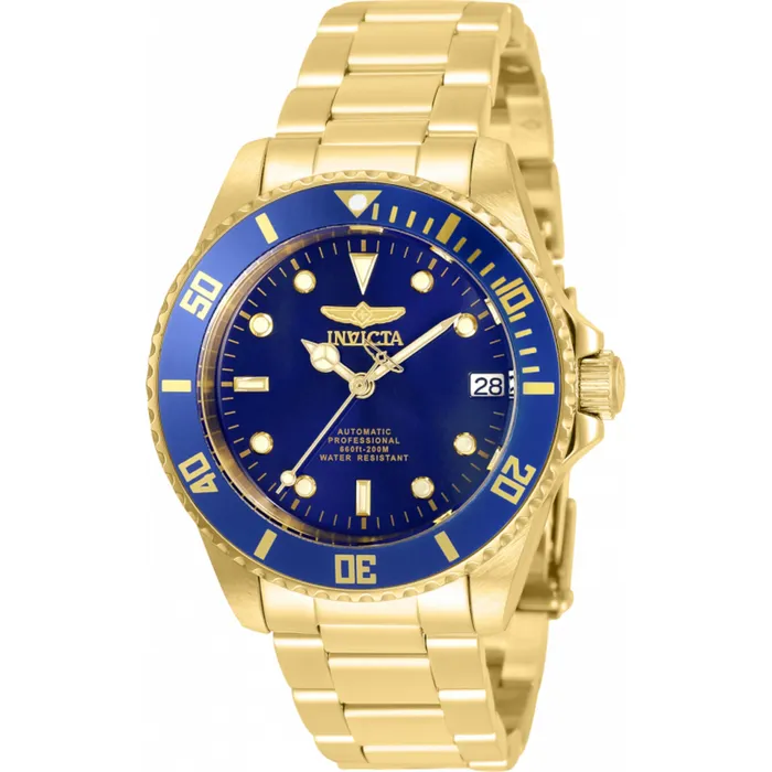 Invicta Womens Watch Pro Diver Automatic Blue Dial Yellow Gold Bracelet 35711 Invicta Bracelets
