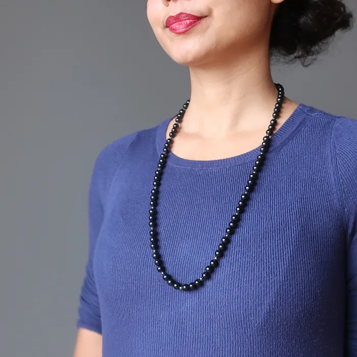 Jet Necklace Black Protection Warrior Azabache Stones Satin Crystals Necklaces