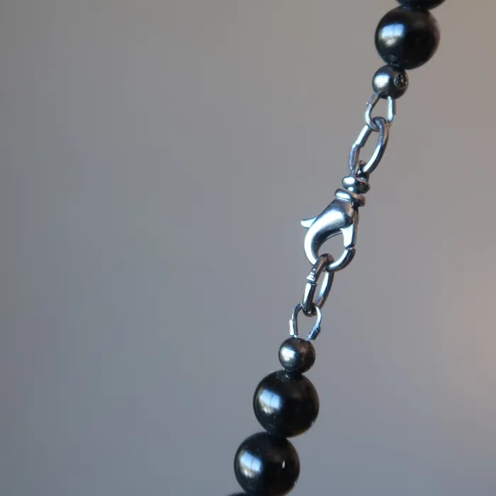 Jet Necklace Black Protection Warrior Azabache Stones Satin Crystals Necklaces