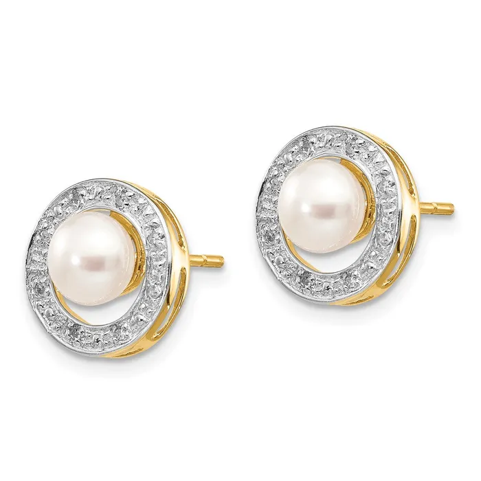 Jewelry 14k Rhodium 56mm Button FW Cultured Pearl 05ct Diamond Post Earrings Earrings Jewelry 14k Rhodium 56mm Button FW Cultured Pearl 05ct Diamond Post Earrings Earrings