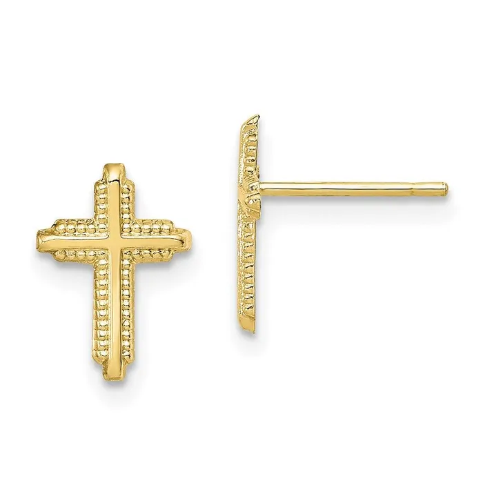 Jewelry Earrings 10K Yellow Gold Polished Cross Post Earrings