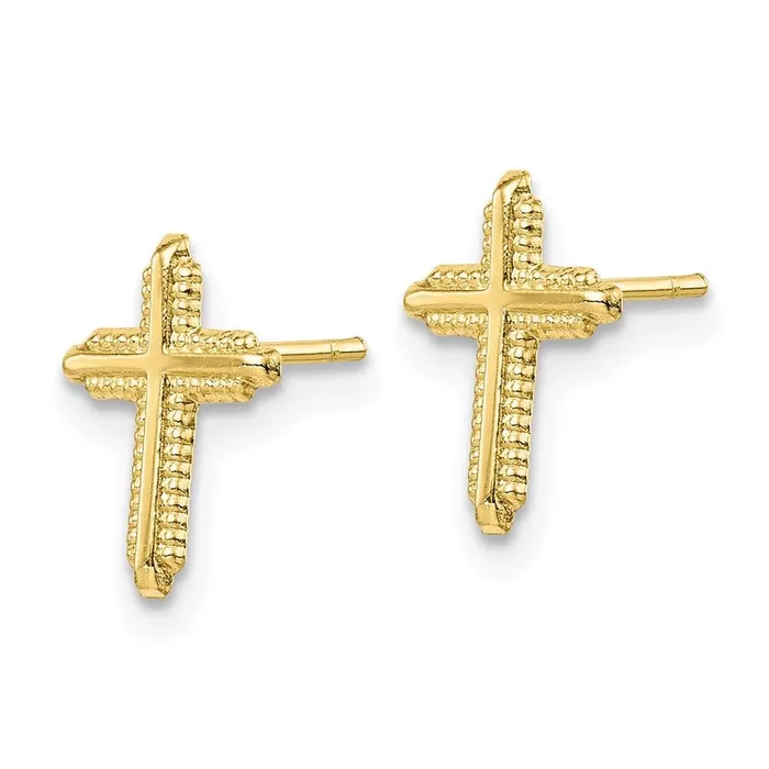 Jewelry Earrings 10K Yellow Gold Polished Cross Post Earrings Jewelry Earrings 10K Yellow Gold Polished Cross Post Earrings