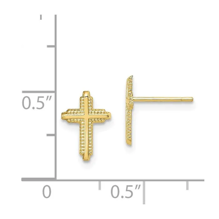 Jewelry Earrings 10K Yellow Gold Polished Cross Post Earrings Jewelry Earrings 10K Yellow Gold Polished Cross Post Earrings