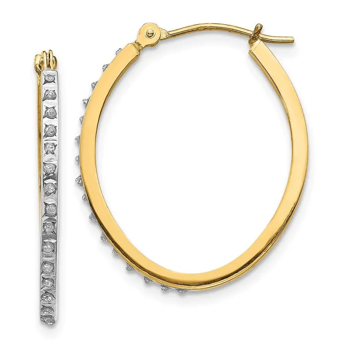 Jewelry Earrings 14k Diamond Fascination Oval Hinged Hoop Earrings