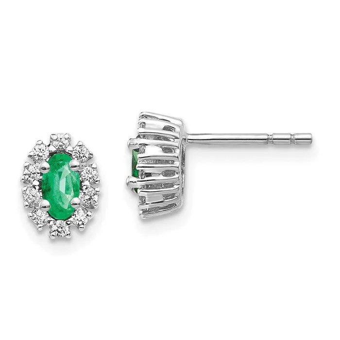 Jewelry Earrings 14k White Gold 15Ct Diamond Emerald Earrings