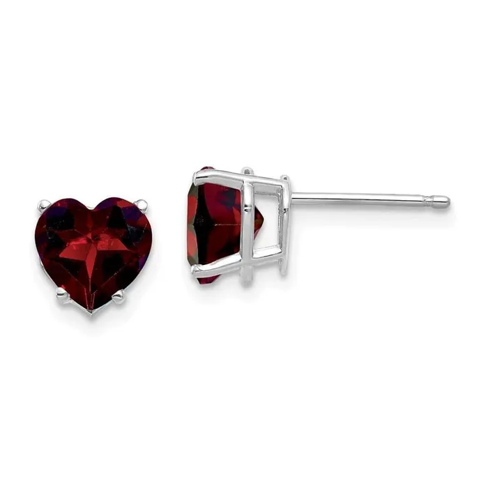 Jewelry Earrings 14k White Gold 7mm Heart Garnet Earrings