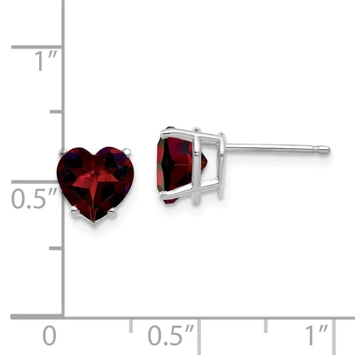 Jewelry Earrings 14k White Gold 7mm Heart Garnet Earrings Jewelry Earrings 14k White Gold 7mm Heart Garnet Earrings