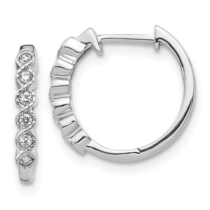 Jewelry Earrings 14k White Gold Diamond Hoop Earrings
