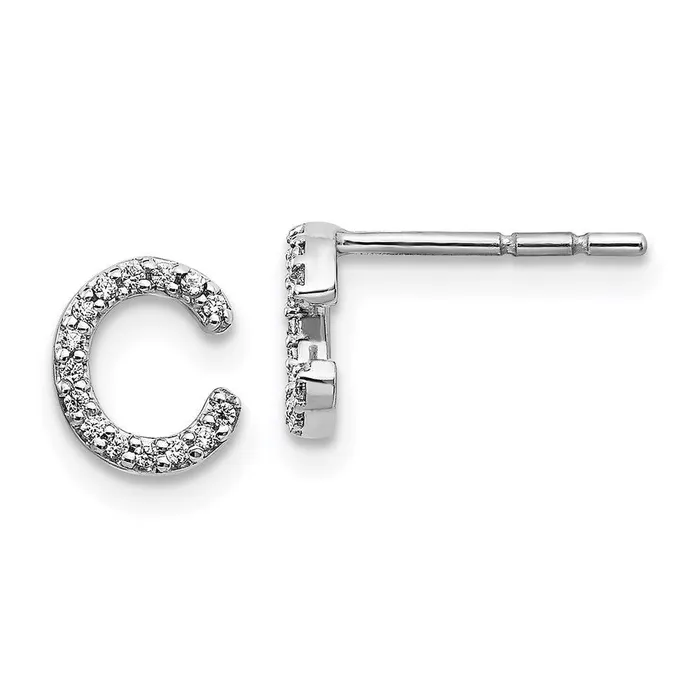 Jewelry Earrings 14k White Gold Diamond Initial C Earrings