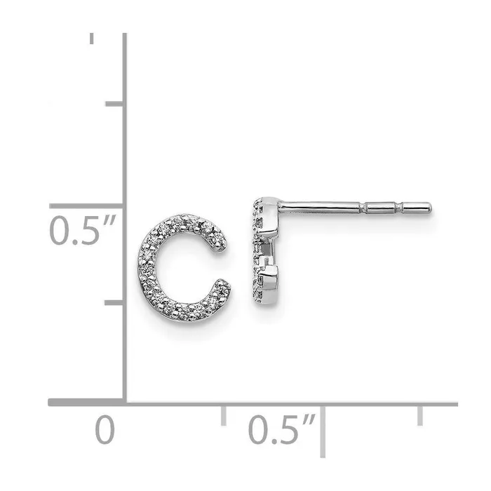 Jewelry Earrings 14k White Gold Diamond Initial C Earrings Jewelry Earrings 14k White Gold Diamond Initial C Earrings