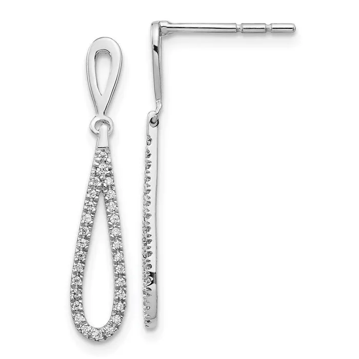 Jewelry Earrings 14K White Gold Polished Diamond Teardrop Dangle Post Earrings Jewelry Earrings 14K White Gold Polished Diamond Teardrop Dangle Post Earrings