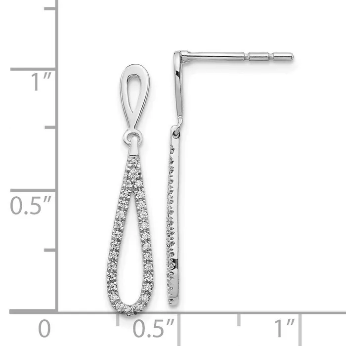 Jewelry Earrings 14K White Gold Polished Diamond Teardrop Dangle Post Earrings Jewelry Earrings 14K White Gold Polished Diamond Teardrop Dangle Post Earrings