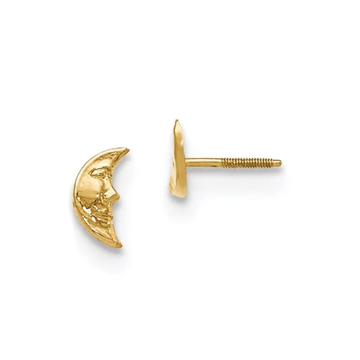 Jewelry Earrings Madi K Kids 14k Moon w face Post Earrings