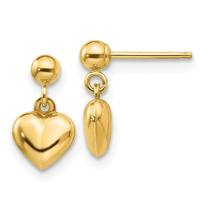 Jewelry Earrings Madi K Kids 14k Puffed Heart Dangle Earrings