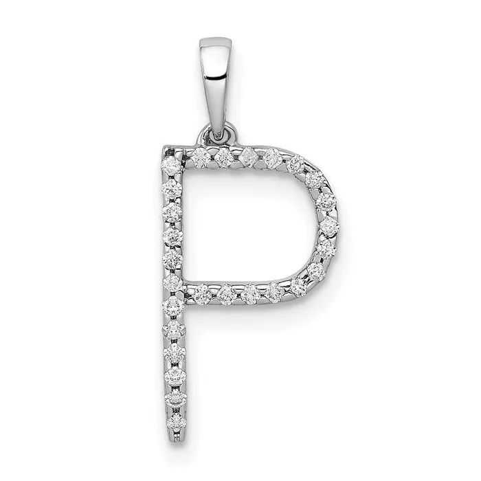 Jewelry Necklaces 14k White Gold Diamond Initial P Pendant