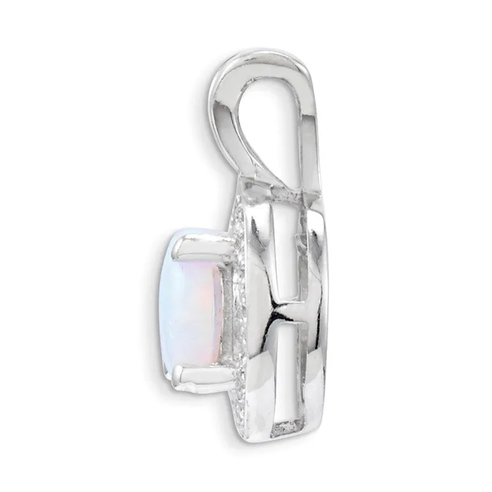 Jewelry Necklaces Sterling Silver Rhodiumplated Diam Created Opal Pendant Jewelry Necklaces Sterling Silver Rhodiumplated Diam Created Opal Pendant